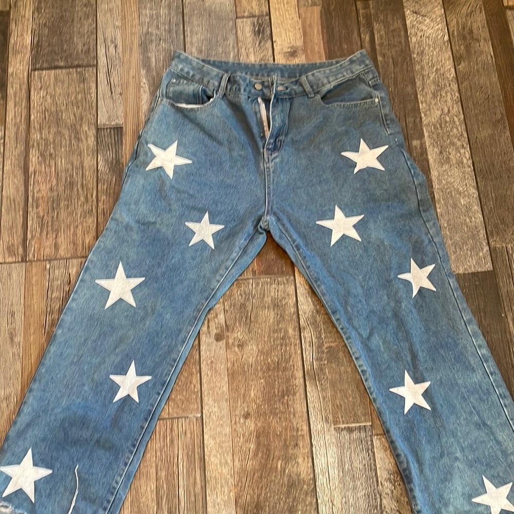 Jeans with white stars
